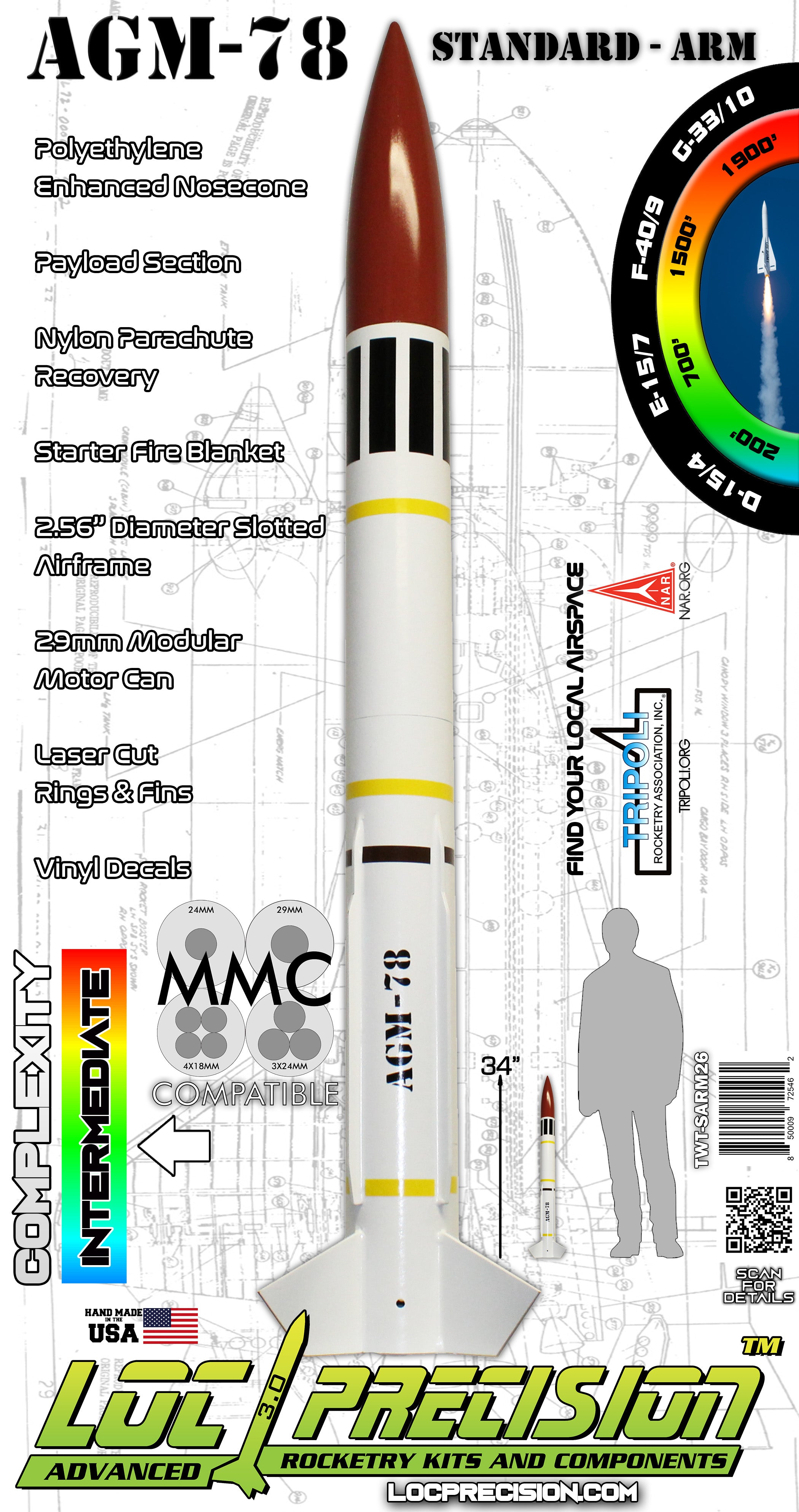 2.63 Standard Arm Rocket | Flying Model Rocket - LOC Precision – LOC ...